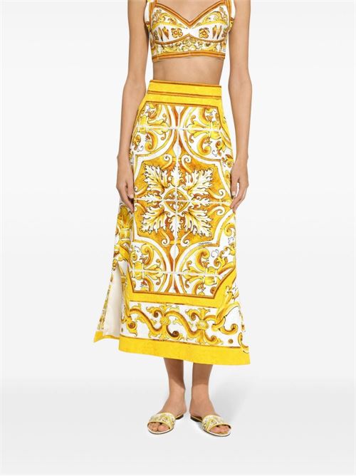 Midi skirt with majolica print DOLCE & GABBANA | F4CUNTFPTAXHG5DQ